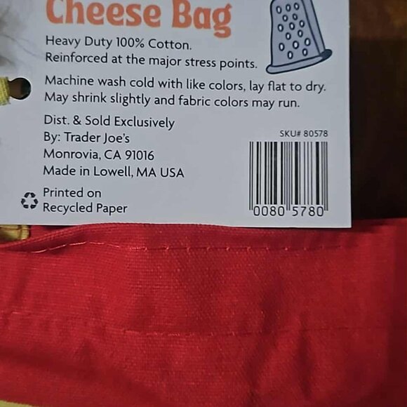 Trader Joe's Cheese Adventures Canvas Bag NWT - Picture 2 of 3